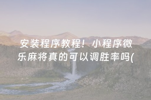 安装程序教程！小程序微乐麻将真的可以调胜率吗(怎么让系统给好牌)