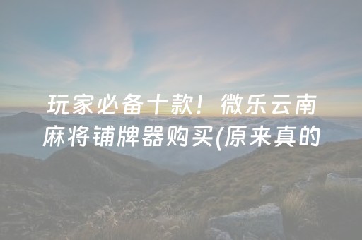 玩家必备十款！微乐云南麻将铺牌器购买(原来真的有挂)