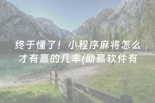 终于懂了！小程序麻将怎么才有赢的几率(助赢软件有规律吗)