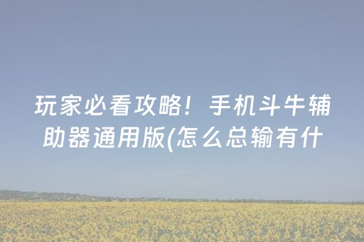 玩家必看攻略！手机斗牛辅助器通用版(怎么总输有什么猫腻)