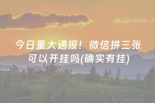 今日重大通报！微信拼三张可以开挂吗(确实有挂)