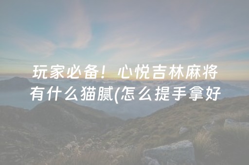 玩家必备！心悦吉林麻将有什么猫腻(怎么提手拿好牌)