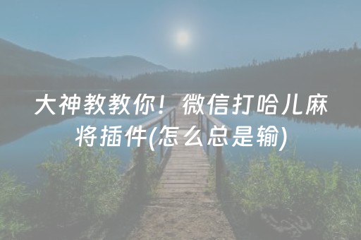 大神教教你！微信打哈儿麻将插件(怎么总是输)