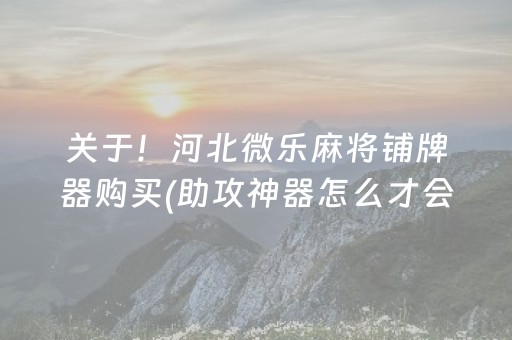 关于！河北微乐麻将铺牌器购买(助攻神器怎么才会赢)