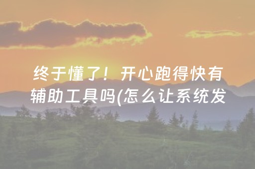 终于懂了！开心跑得快有辅助工具吗(怎么让系统发好牌)