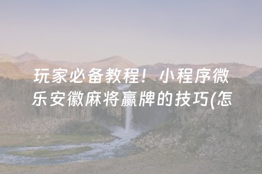 玩家必备教程！小程序微乐安徽麻将赢牌的技巧(怎么打才会赢)