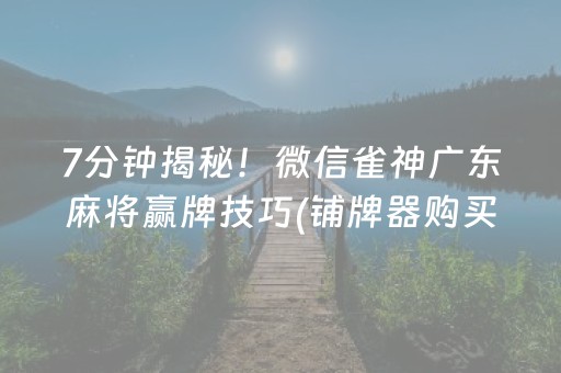 7分钟揭秘！微信雀神广东麻将赢牌技巧(铺牌器购买)