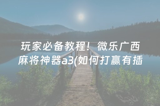 玩家必备教程！微乐广西麻将神器a3(如何打赢有插件吗)
