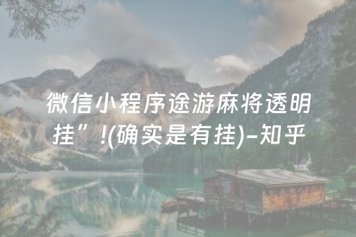 微信小程序途游麻将透明挂”!(确实是有挂)-知乎
