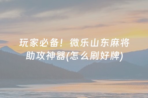 玩家必备！微乐山东麻将助攻神器(怎么刷好牌)