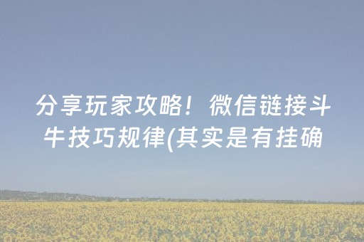 分享玩家攻略！微信链接斗牛技巧规律(其实是有挂确实有挂)