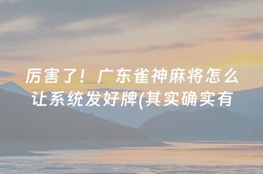 厉害了！广东雀神麻将怎么让系统发好牌(其实确实有挂)