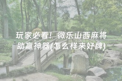 玩家必看！微乐山西麻将助赢神器(怎么样来好牌)