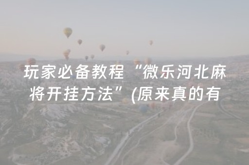 玩家必备教程“微乐河北麻将开挂方法”(原来真的有挂)-知乎