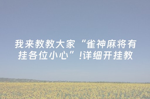 我来教教大家“雀神麻将有挂各位小心”!详细开挂教程-知乎