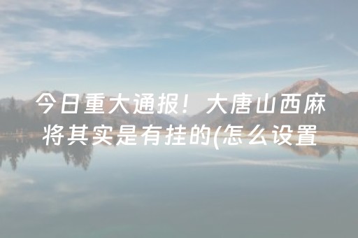 今日重大通报！大唐山西麻将其实是有挂的(怎么设置会赢)