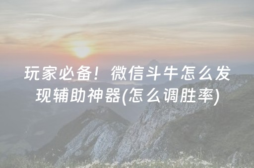 玩家必备！微信斗牛怎么发现辅助神器(怎么调胜率)