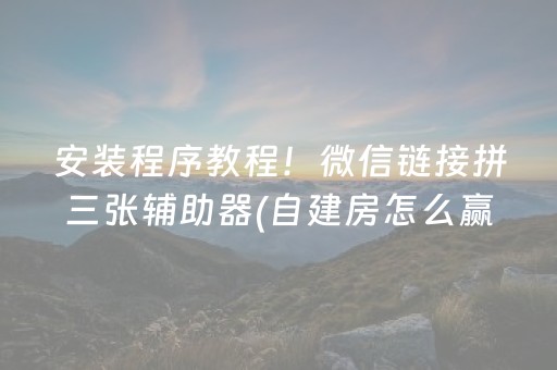 安装程序教程！微信链接拼三张辅助器(自建房怎么赢)