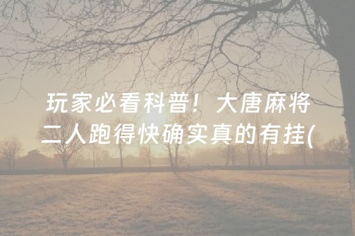 玩家必看科普！大唐麻将二人跑得快确实真的有挂(怎么才能调胜率)