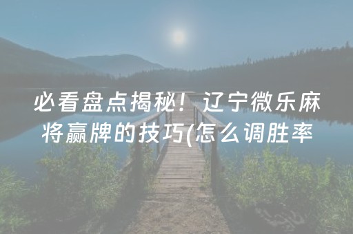 必看盘点揭秘！辽宁微乐麻将赢牌的技巧(怎么调胜率)
