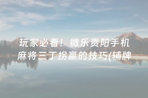 玩家必看！微乐贵阳手机麻将三丁拐赢的技巧(辅牌器购买)