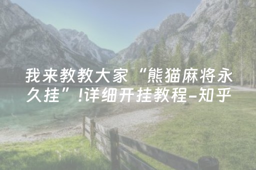 我来教教大家“熊猫麻将永久挂”!详细开挂教程-知乎
