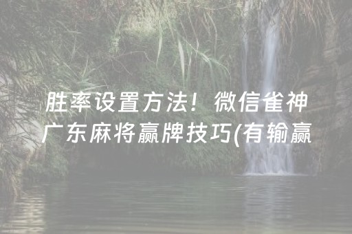 胜率设置方法！微信雀神广东麻将赢牌技巧(有输赢规律吗)