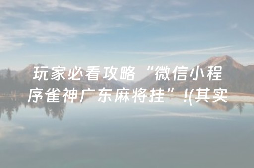玩家必看攻略“微信小程序雀神广东麻将挂”!(其实确实有挂)-知乎