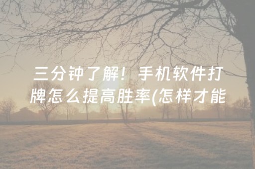三分钟了解！手机软件打牌怎么提高胜率(怎样才能有好牌)