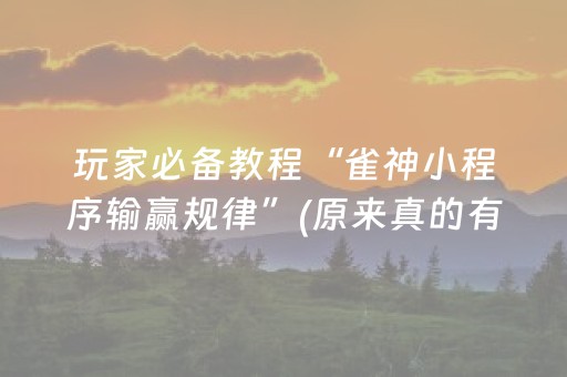 玩家必备教程“雀神小程序输赢规律”(原来真的有挂)-知乎