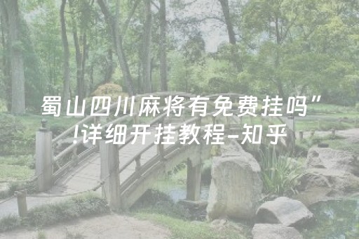 蜀山四川麻将有免费挂吗”!详细开挂教程-知乎