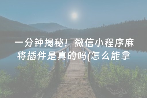 一分钟揭秘！微信小程序麻将插件是真的吗(怎么能拿好牌)