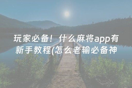 玩家必备！什么麻将app有新手教程(怎么老输必备神器)