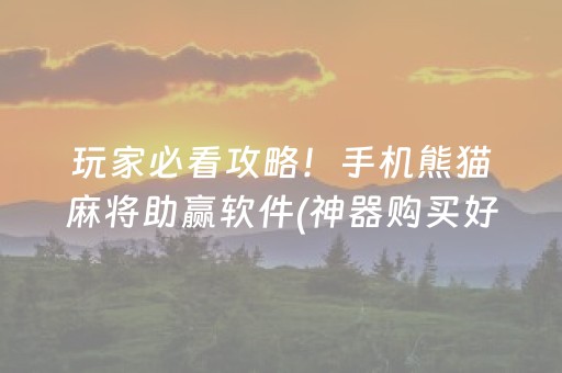 玩家必看攻略！手机熊猫麻将助赢软件(神器购买好牌规律)