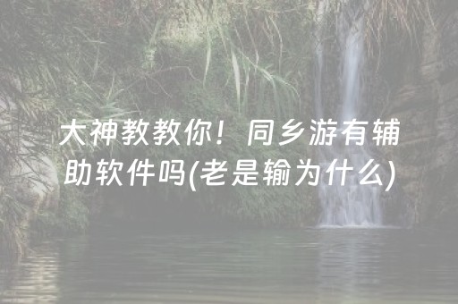 大神教教你！同乡游有辅助软件吗(老是输为什么)