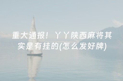 重大通报！丫丫陕西麻将其实是有挂的(怎么发好牌)