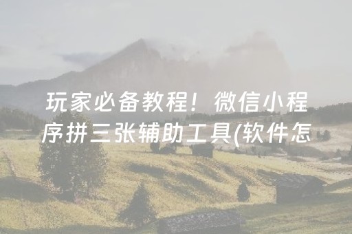 玩家必备教程！微信小程序拼三张辅助工具(软件怎么打赢)