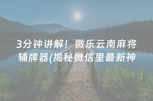 3分钟讲解！微乐云南麻将辅牌器(揭秘微信里最新神器下载)