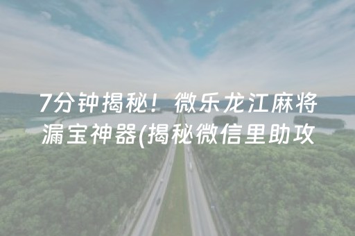 7分钟揭秘！微乐龙江麻将漏宝神器(揭秘微信里助攻神器)