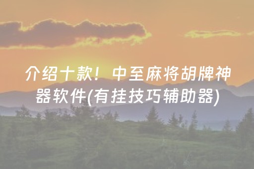 介绍十款！中至麻将胡牌神器软件(有挂技巧辅助器)