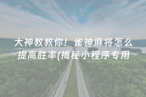 大神教教你！雀神麻将怎么提高胜率(揭秘小程序专用神器下载)
