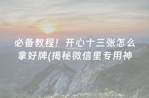 必备教程！开心十三张怎么拿好牌(揭秘微信里专用神器下载)