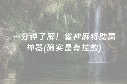 一分钟了解！雀神麻将助赢神器(确实是有挂的)