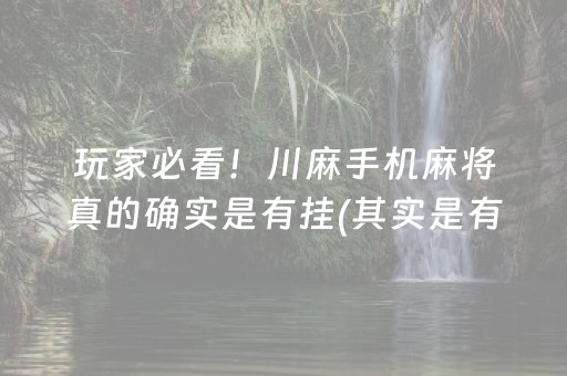 玩家必看！川麻手机麻将真的确实是有挂(其实是有挂确实有挂)