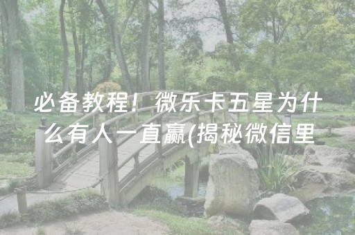 必备教程！微乐卡五星为什么有人一直赢(揭秘微信里专用神器下载)