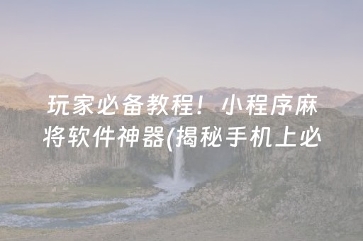 玩家必备教程！小程序麻将软件神器(揭秘手机上必备神器)