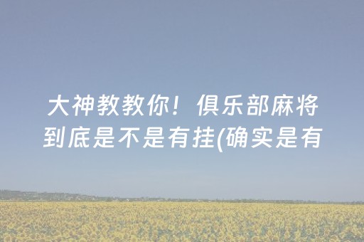 大神教教你！俱乐部麻将到底是不是有挂(确实是有挂)