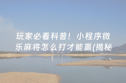 玩家必看科普！小程序微乐麻将怎么打才能赢(揭秘小程序输赢技巧)