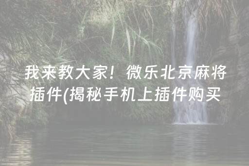 我来教大家！微乐北京麻将插件(揭秘手机上插件购买)