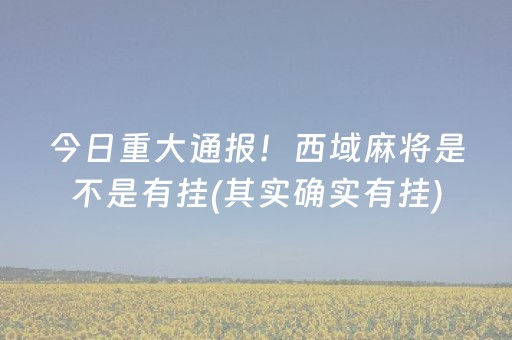 今日重大通报！西域麻将是不是有挂(其实确实有挂)